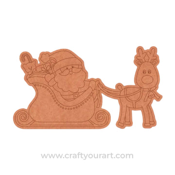 Santa Claus With Reindeer Christmas Pre Marked MDF Design 5