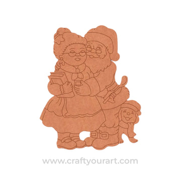 Santa Claus With Wife And Dog Christmas Pre Marked MDF Design 1