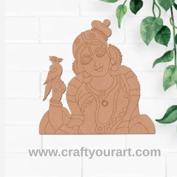 Saraswati Ji With Parrot Pre Marked MDF Design 2