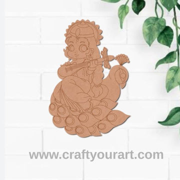 Saraswati Ji With Peacock Pre Marked MDF Design 5