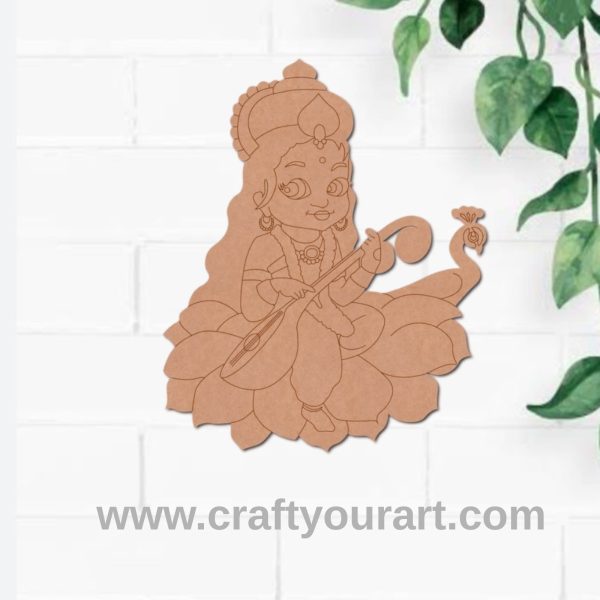 Saraswati Ji With Sitar Pre Marked MDF Design 4