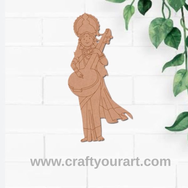 Saraswati Ji With Sitar Pre Marked MDF Design 7
