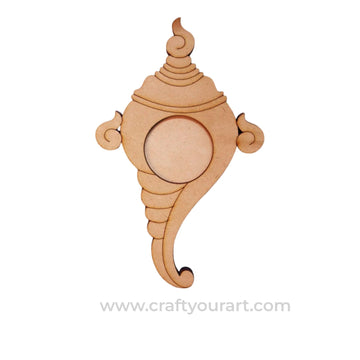Shankh Diya Tealight Holder Pre Marked MDF Design 1