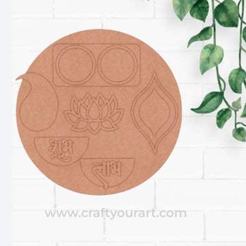 Shubh Labh Lotus Multiple Diya Tealight Holder MDF Design 1