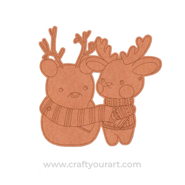 Snow Man And Reindeer Christmas Pre Marked MDF Design 1