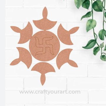 Swastik Diyas Rangoli Pre Marked MDF Design 1
