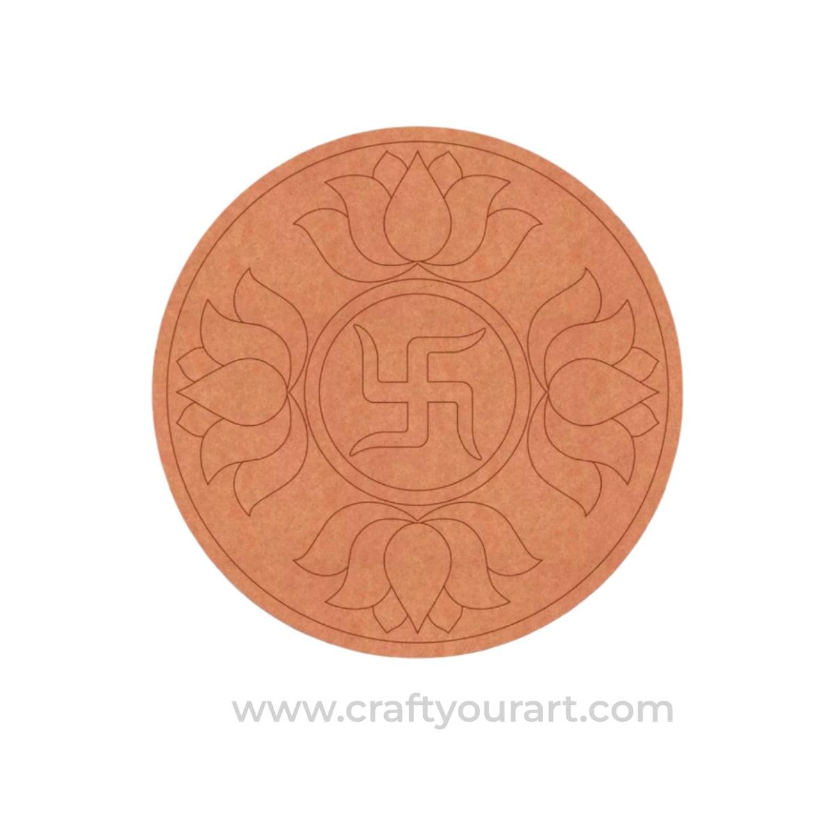 Swastik Lotus Pre Marked Round MDF Design 1
