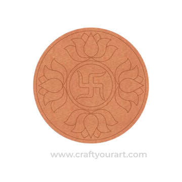 Swastik Lotus Pre Marked Round MDF Design 1