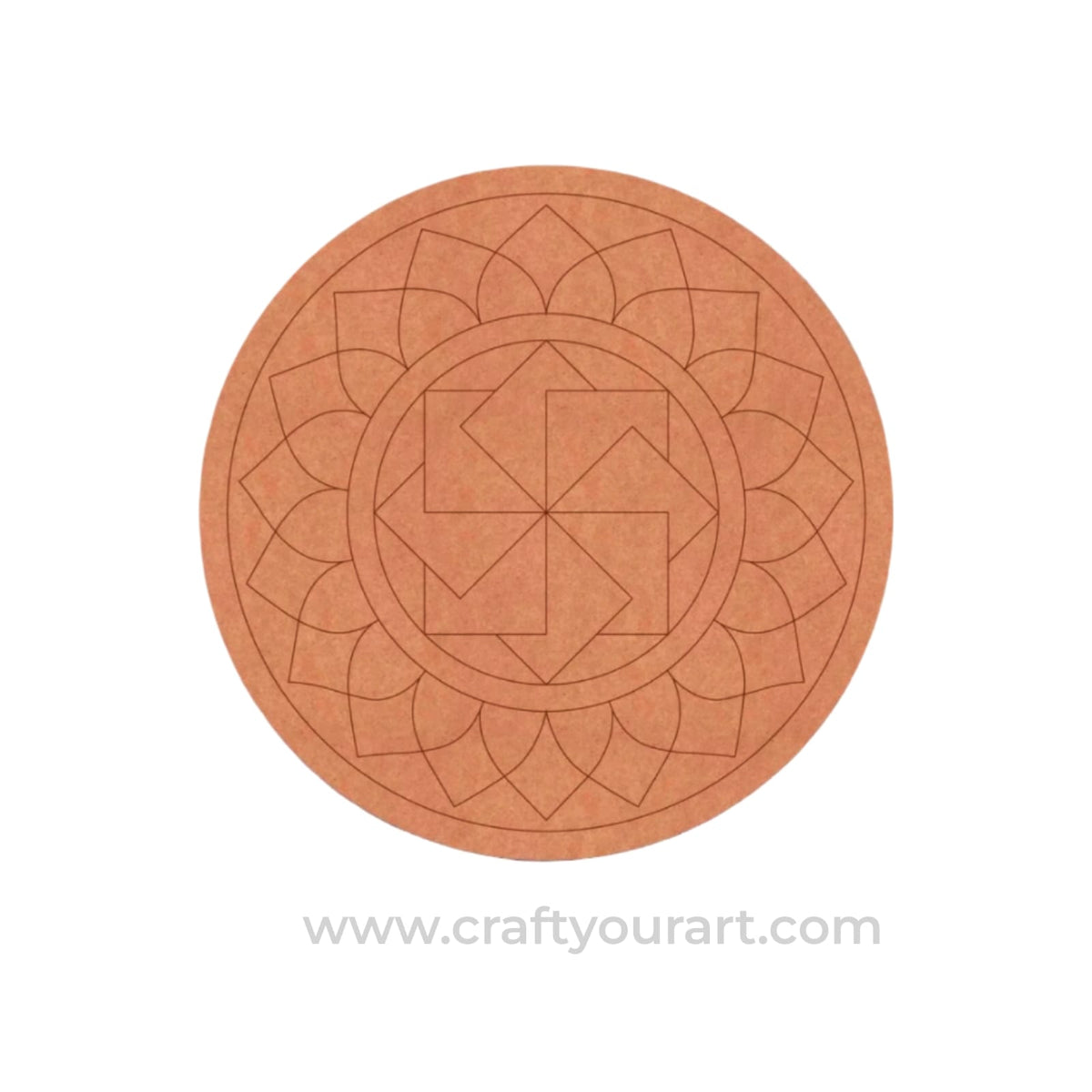 Swastik Mandala Pre Marked Round MDF Design 1