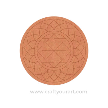 Swastik Mandala Pre Marked Round MDF Design 1