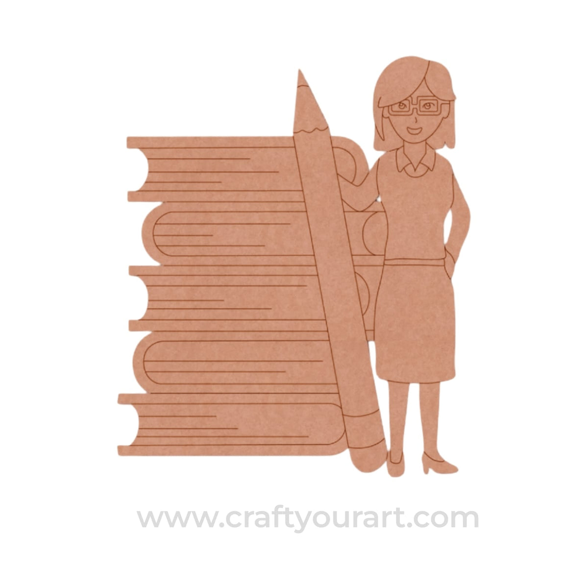 Teacher With Books Pre Marked MDF Design 1