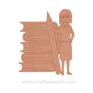 Teacher With Books Pre Marked MDF Design 1
