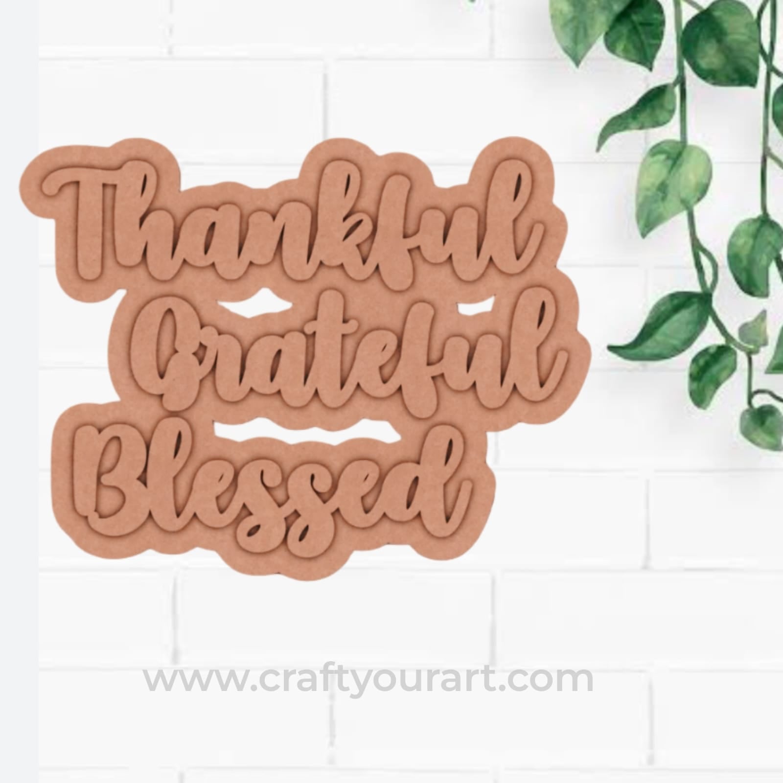Thankful Grateful Blessed Two Layered Fridge Magnet MDF Design 1