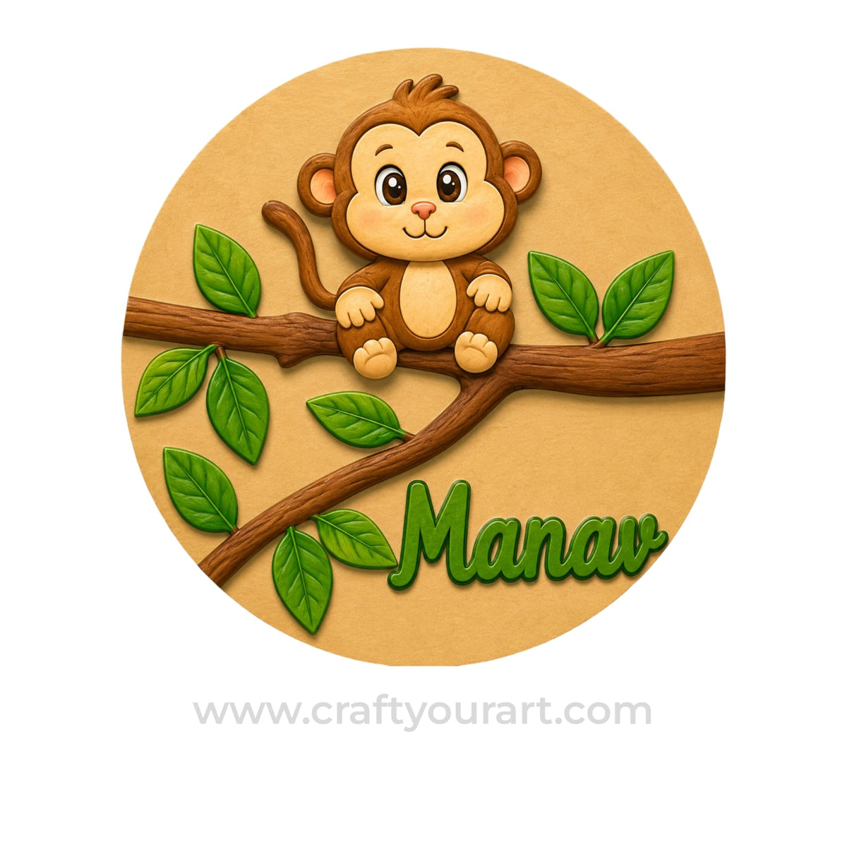 Monkey Theme kids Nameplate MDF Design 21