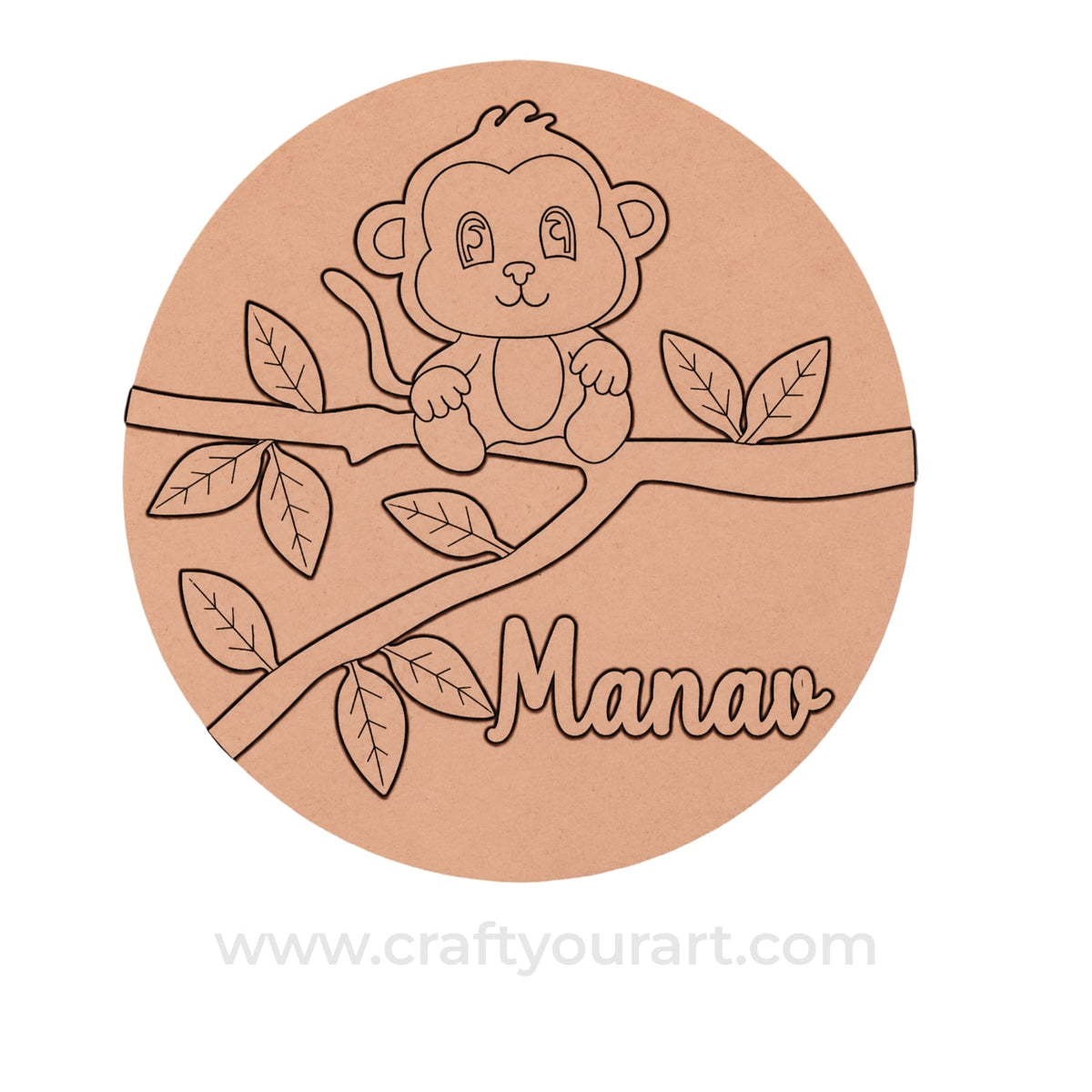 Monkey Theme kids Nameplate MDF Design 21