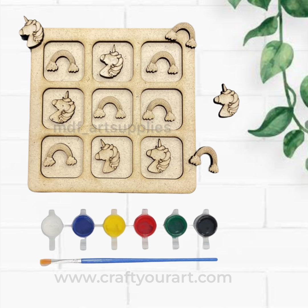 Tic Tac Toe Unicorn Theme DIY Kit Design 1