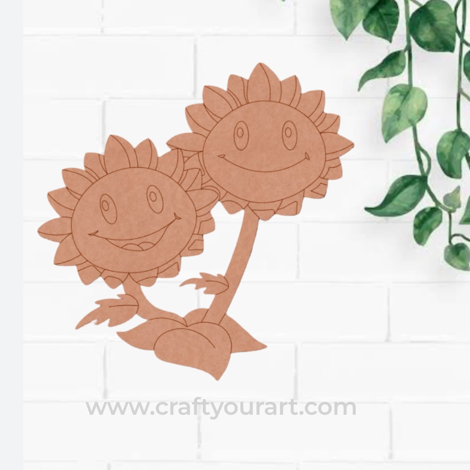Twin Sunflowers Pre Marked MDF Design 1