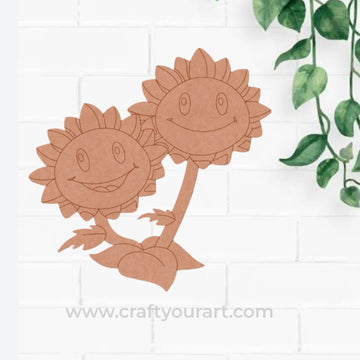 Twin Sunflowers Pre Marked MDF Design 1