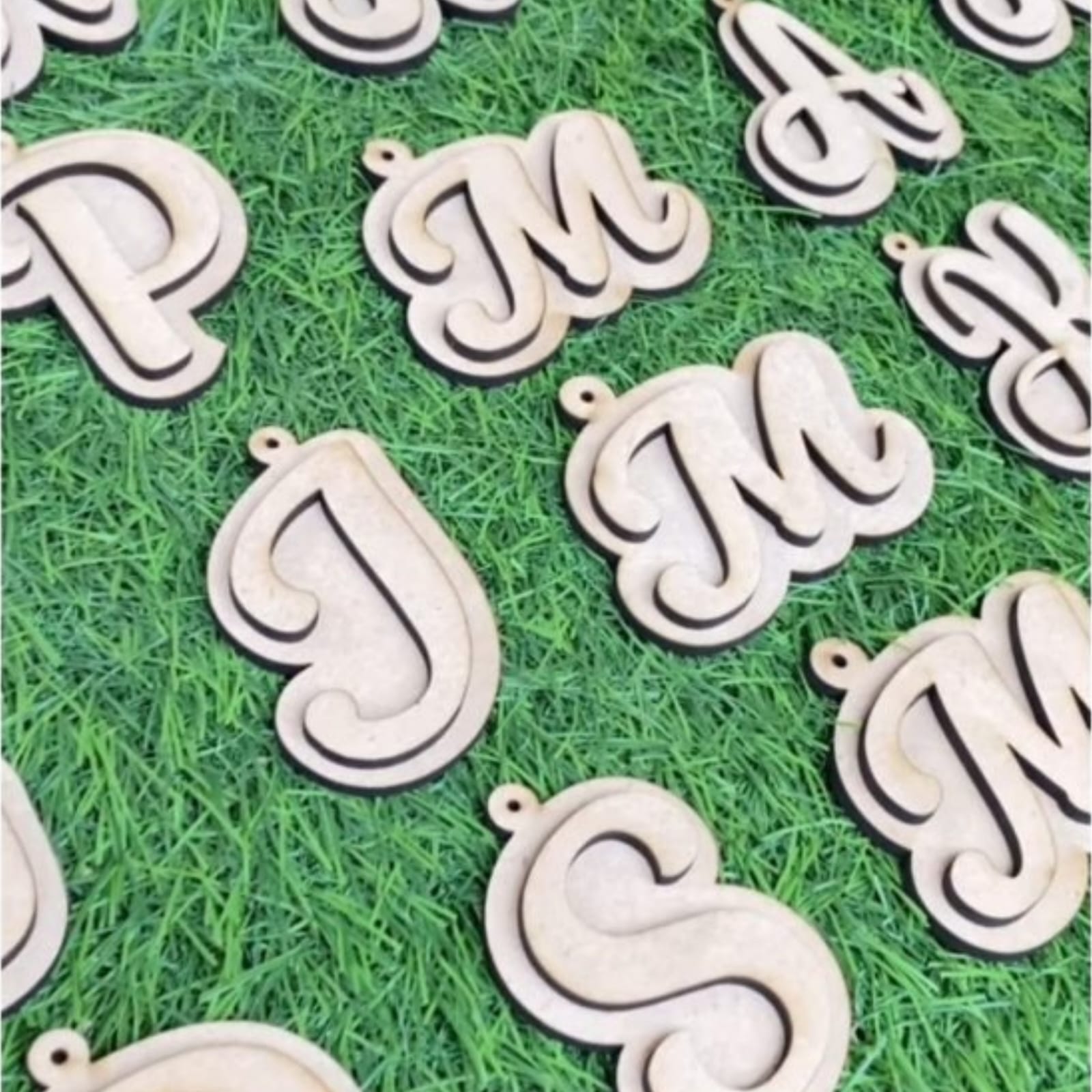 Two Layer Alphabet Keychain MDF Design 1