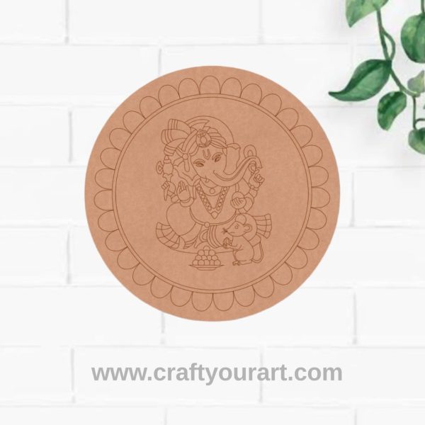 Ganesha Pre Marked Round MDF Design 24