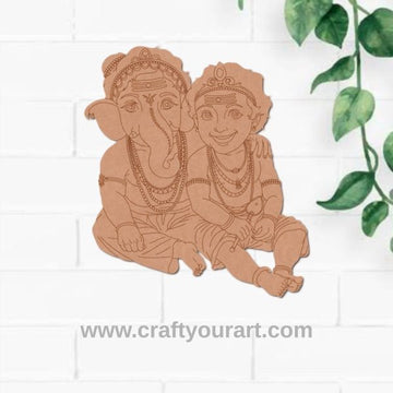 Ganesha With Murugan Pre Marked MDF Design 3