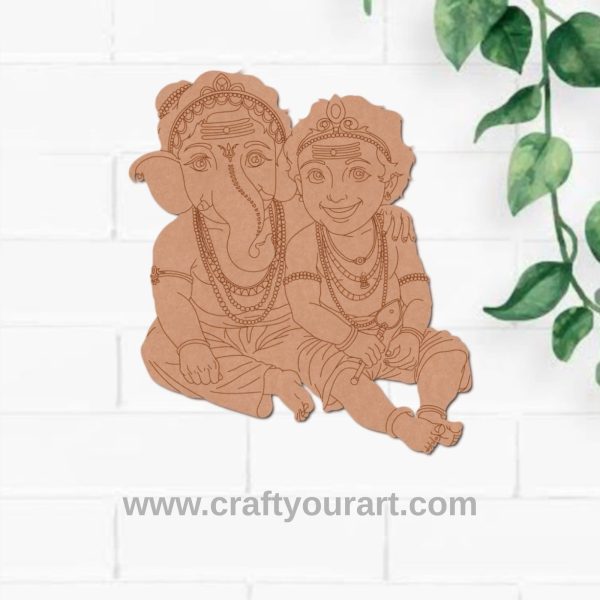 Ganesha With Murugan Pre Marked MDF Design 3