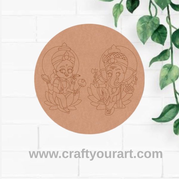 Lakshmi Ji Ganesha Pre Marked Round MDF Design 28