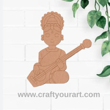 Saraswati Ji With Sitar Pre Marked MDF Design 8