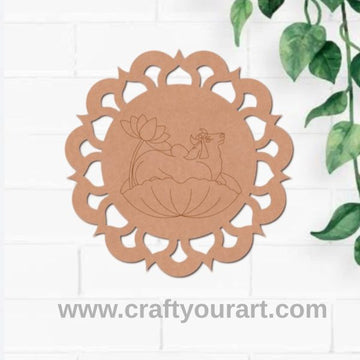Pichwai Cow And Lotus Pre Marked Base MDF Design 6