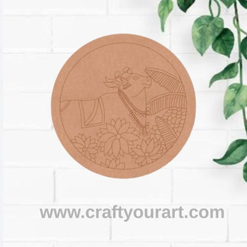 Pichwai Cow Pre Marked Round MDF Design 4