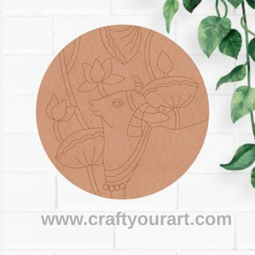 Pichwai Cow Pre Marked Round MDF Design 7