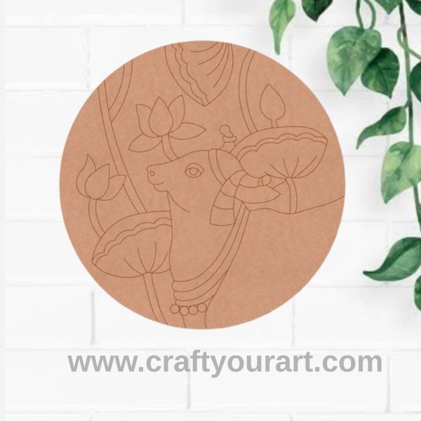 Pichwai Cow Pre Marked Round MDF Design 7