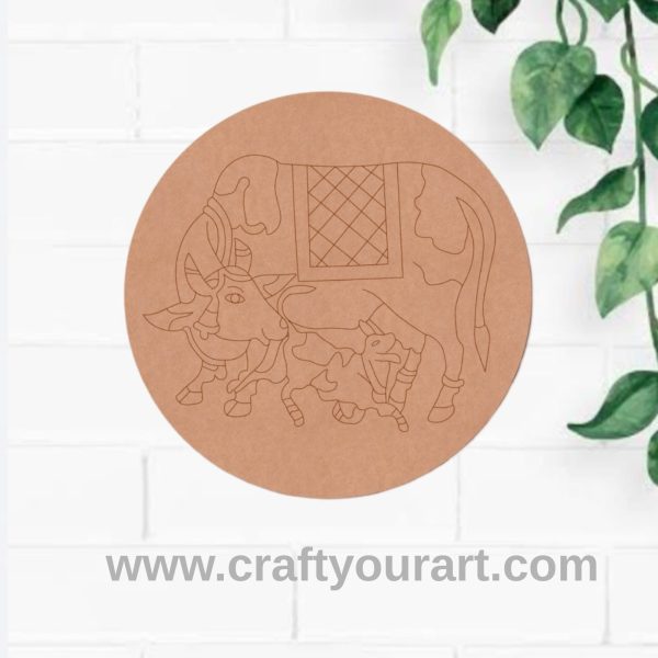 Pichwai Cow Pre Marked Round MDF Design 13