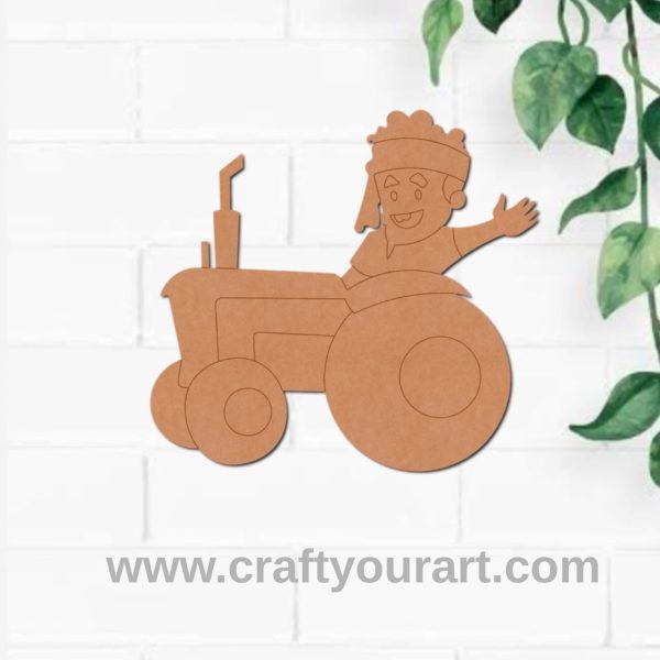Farmer On Tractor Pre Marked MDF Design 28
