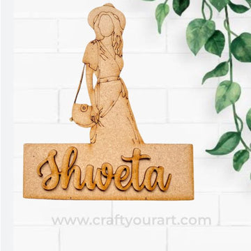 Woman Mini Nameboard Pre Marked MDF Design 4