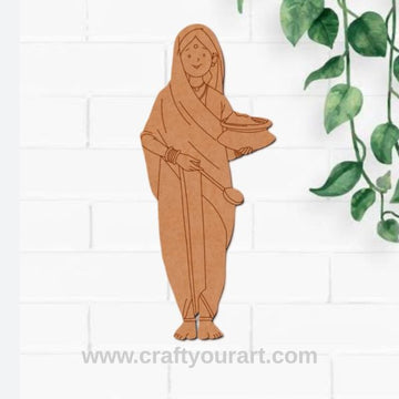 Woman Serving Food Pre Marked MDF Design 1