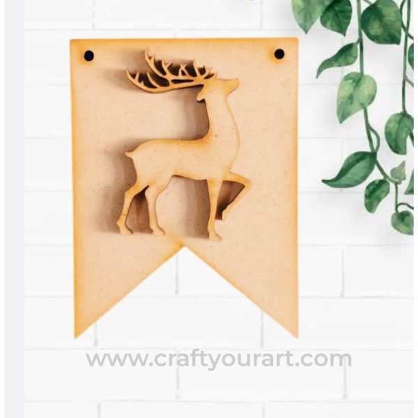 2 Layer Reindeer Christmas MDF Bunting Design 9