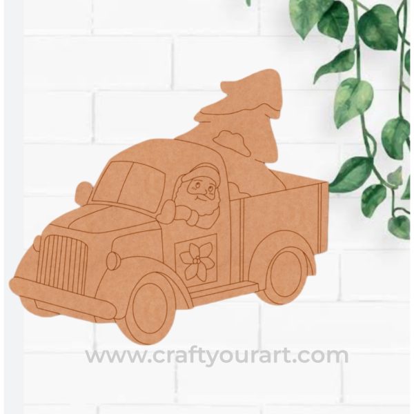 Christmas Santa Clause Driving Car Pre Marked MDF Design 63
