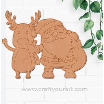 Christmas Santa With Reindeer Pre Marked Design 65