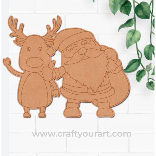 Christmas Santa With Reindeer Pre Marked Design 65