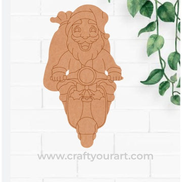 Christmas Santa Clause On Scooter Pre Marked MDf Design 60