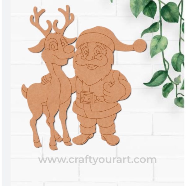 Christmas Santa With Reindeer Pre Marked Design 45