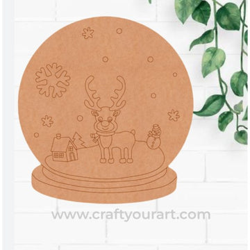 Christmas Reindeer Snow Globe Pre Marked MDF Design 43