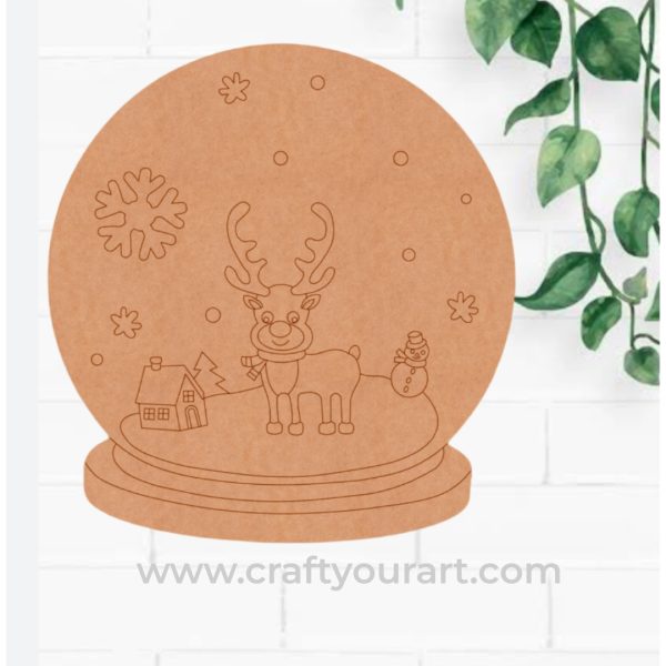 Christmas Reindeer Snow Globe Pre Marked MDF Design 43