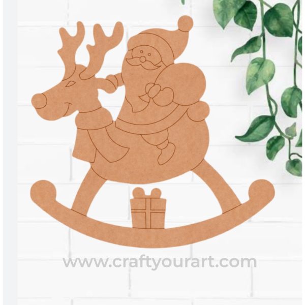 Christmas Santa Clause On Reindeer Pre Marked MDF Design 61