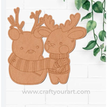 Christmas Snow Man And Reindeer Pre Marked MDF Design 87
