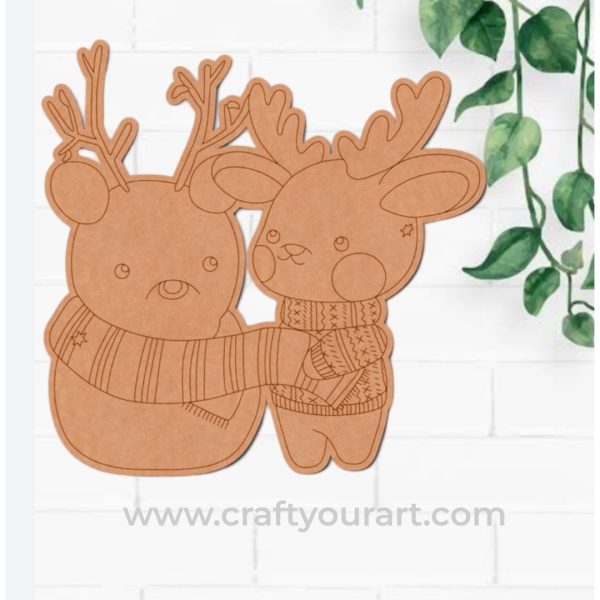 Christmas Snow Man And Reindeer Pre Marked MDF Design 87