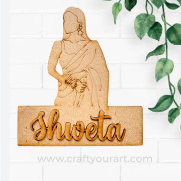 Woman Mini Nameboard Pre Marked MDF Design 1