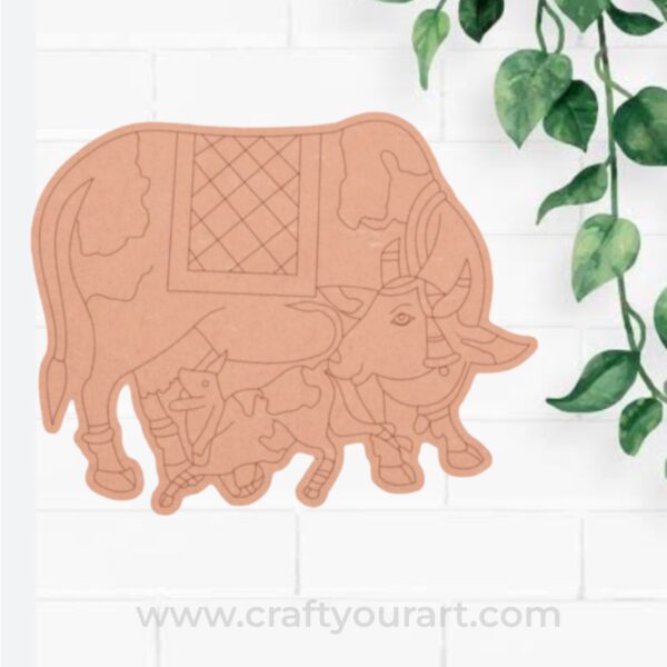 Pichwai Cow With calf Pre Marked MDF Design 10