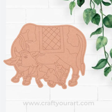 Pichwai Cow With Calf Pre Marked MDF Design 15